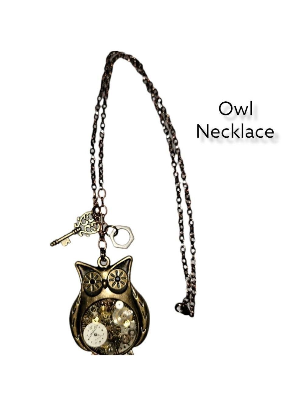 Long Chain Owl Pendant Necklace #N39